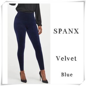 Spanx Luxe High Rise Velvet Shaping Leggings Lapis Night Blue Size S NWT